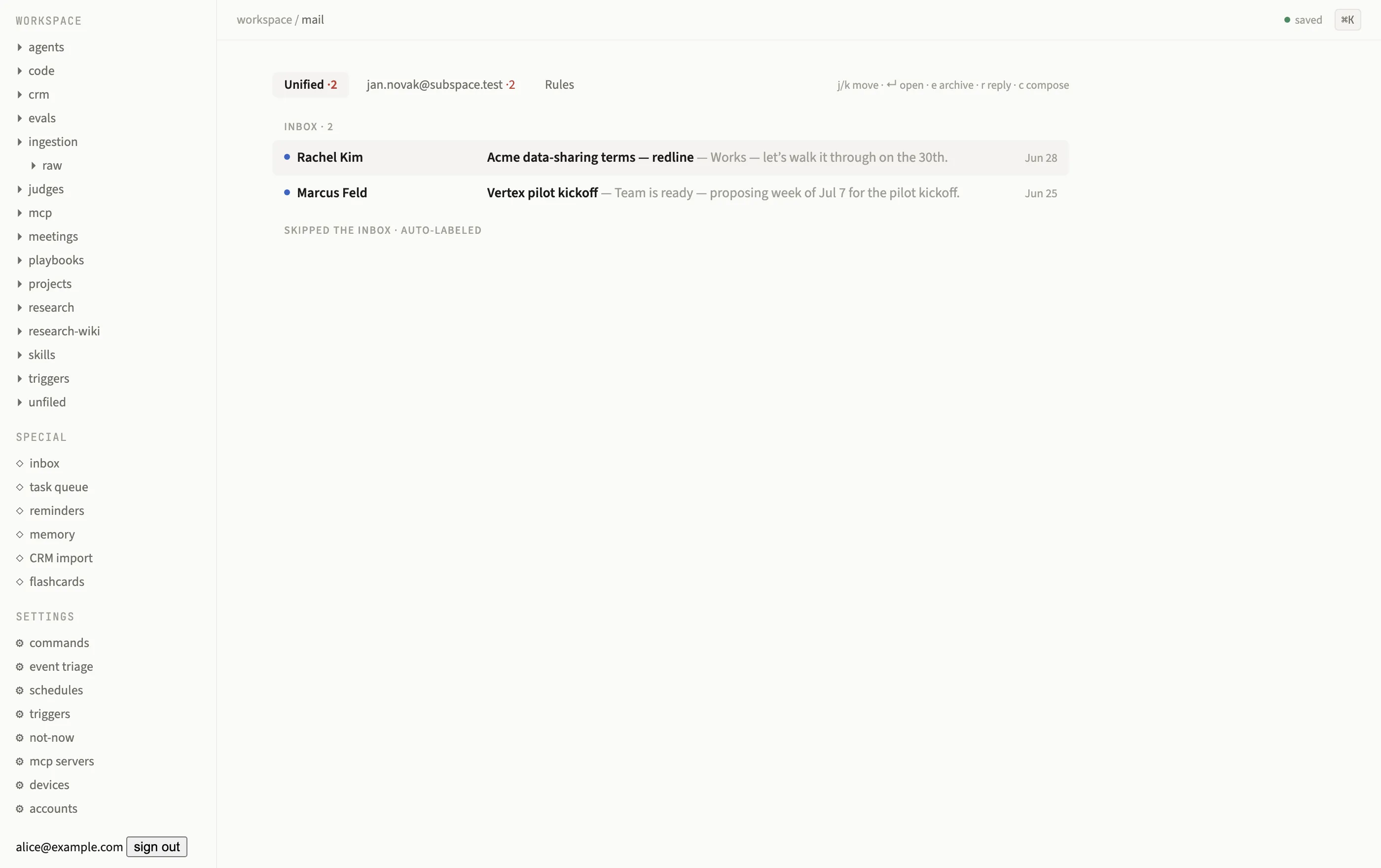 The unified mail inbox