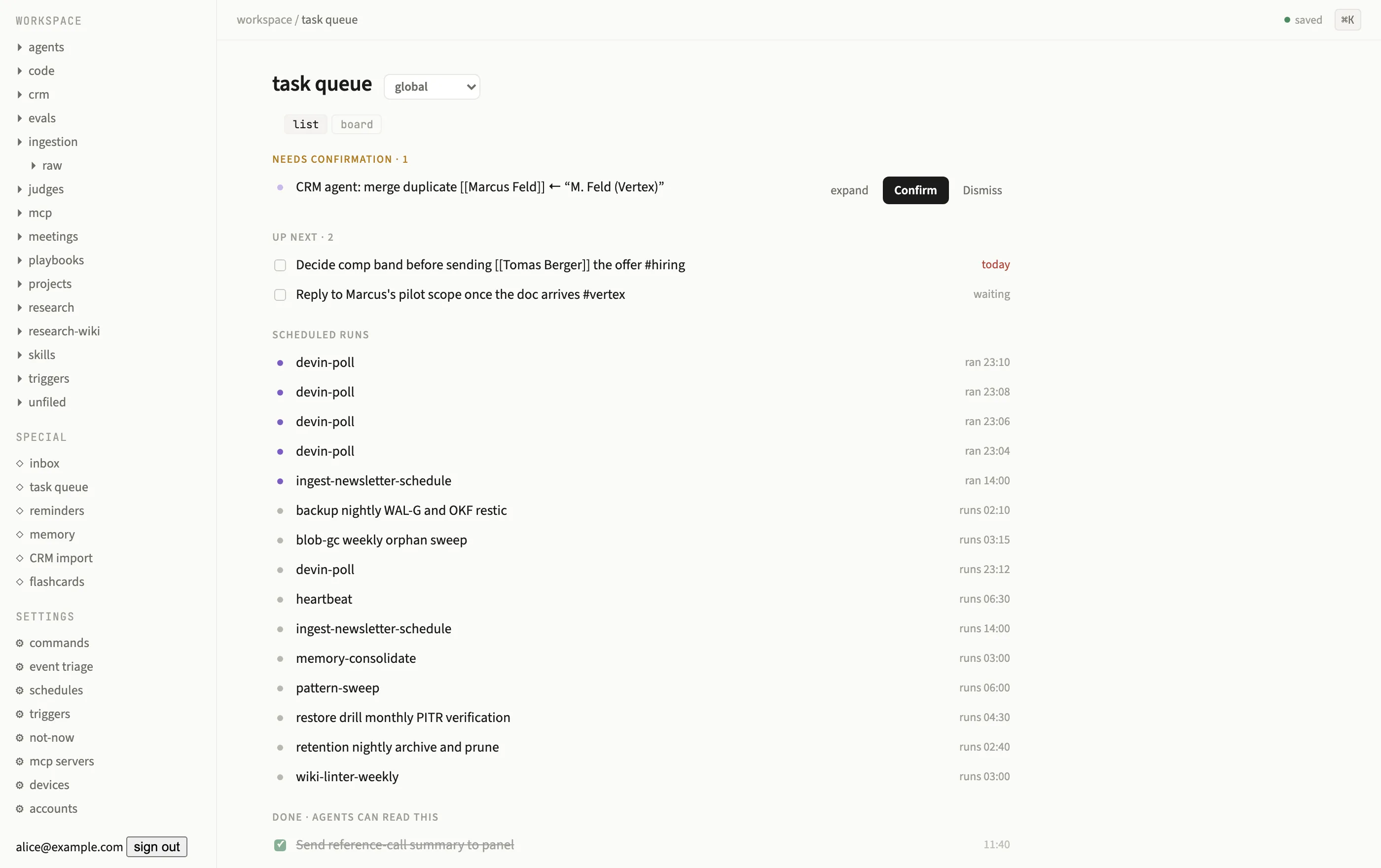 The task queue special page